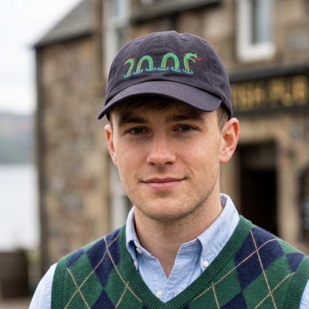 Rowing Blazers Men's Loch Ness Monster Embroidered Hat Blue Cotton Strapback Cap